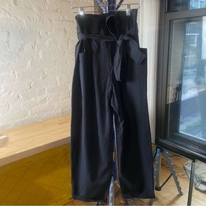 NWT COS paper bag tie cotton pants navy blue